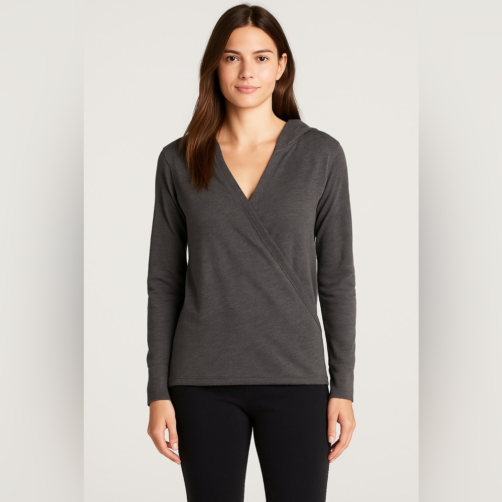 VTG Chaser Gray Wrap Hoodie Sweatshirt Sz S Soft Lightweight Long Sleeve Lounge